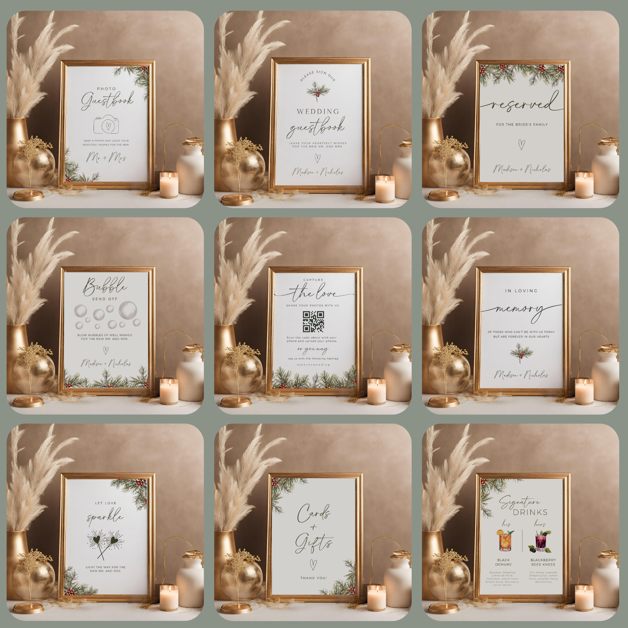 Ultimate Christmas Wedding Collection Bundle - Editable Template