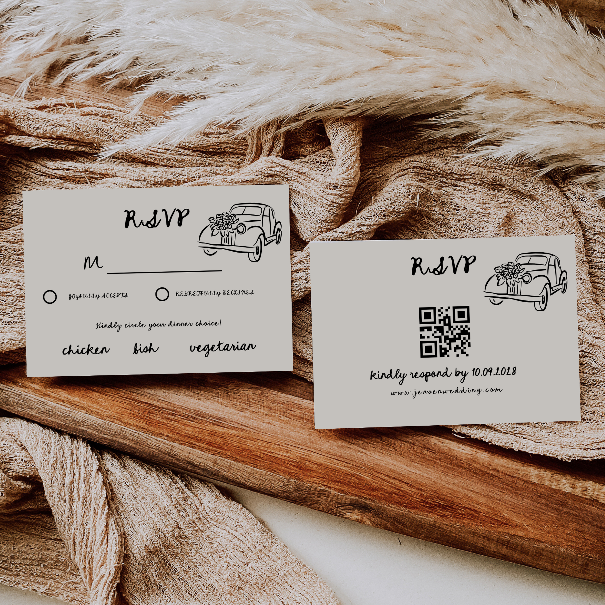 Hand Drawn Wedding Invitation Suite - Editable Template | Love Lane Press