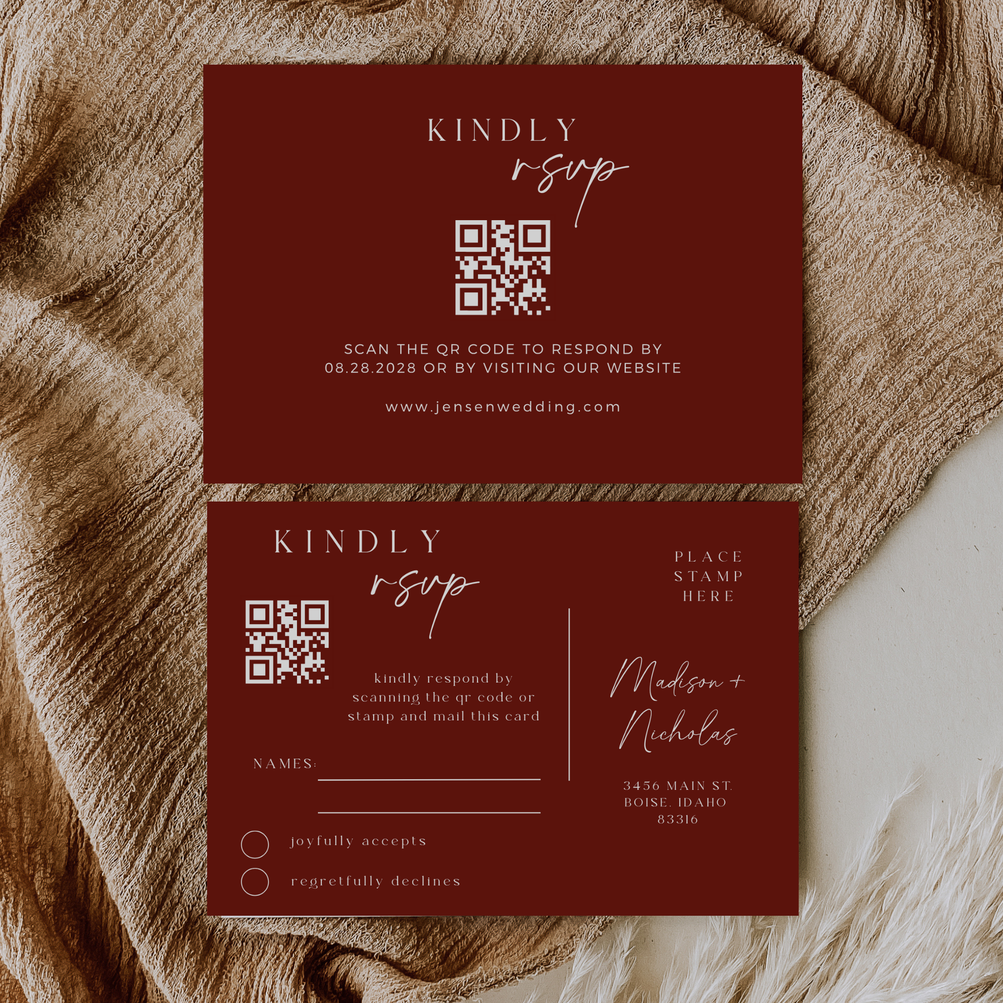 Christmas Holiday Wedding Invitation Suite - Editable Template | Love Lane Press
