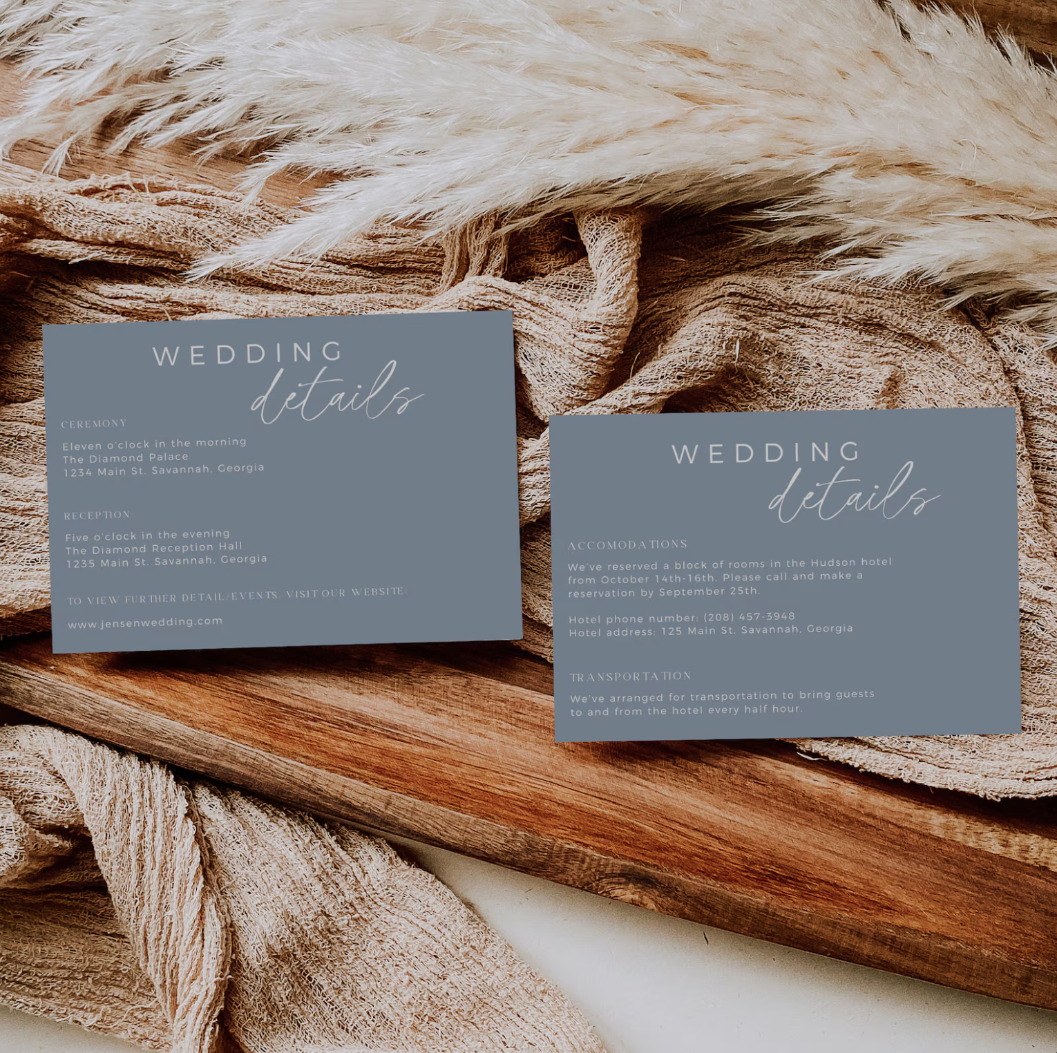 Dusty Blue Wedding Invitation Suite - Editable Template | Love Lane Press