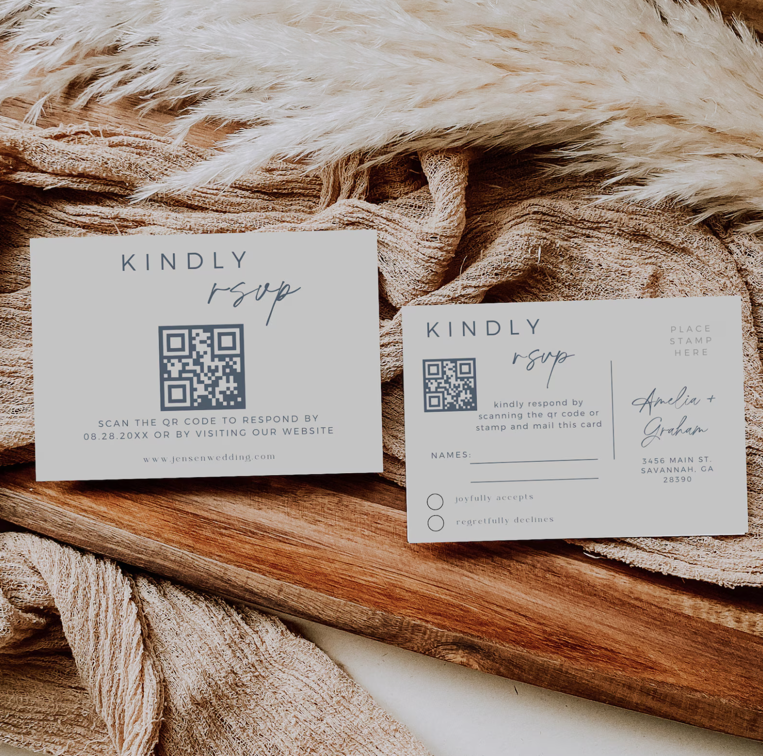 Dusty Blue Wedding Invitation Suite - Editable Template | Love Lane Press