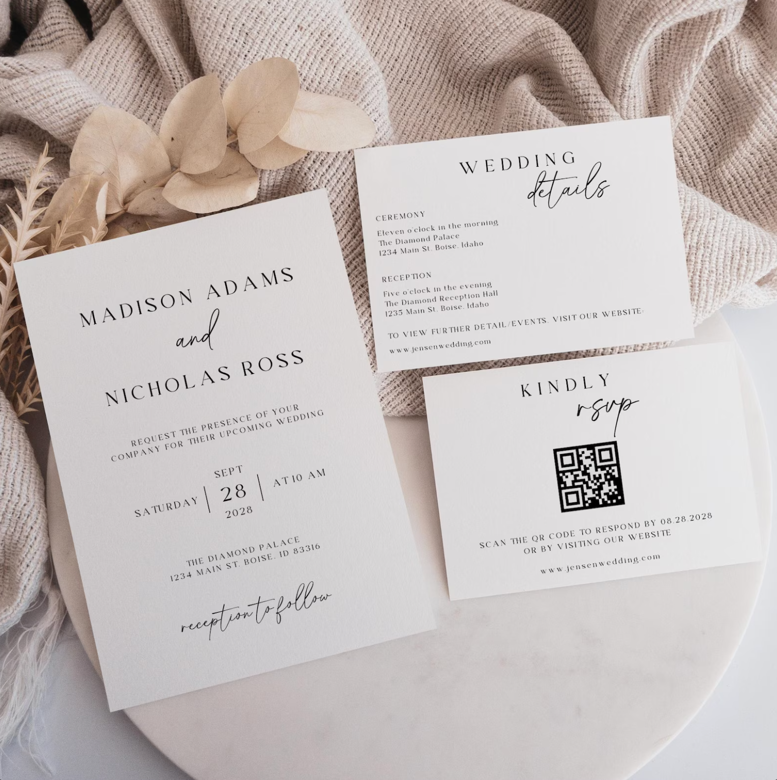 Elegant Minimalist Wedding Invitation Suite - Editable Template | Love Lane Press