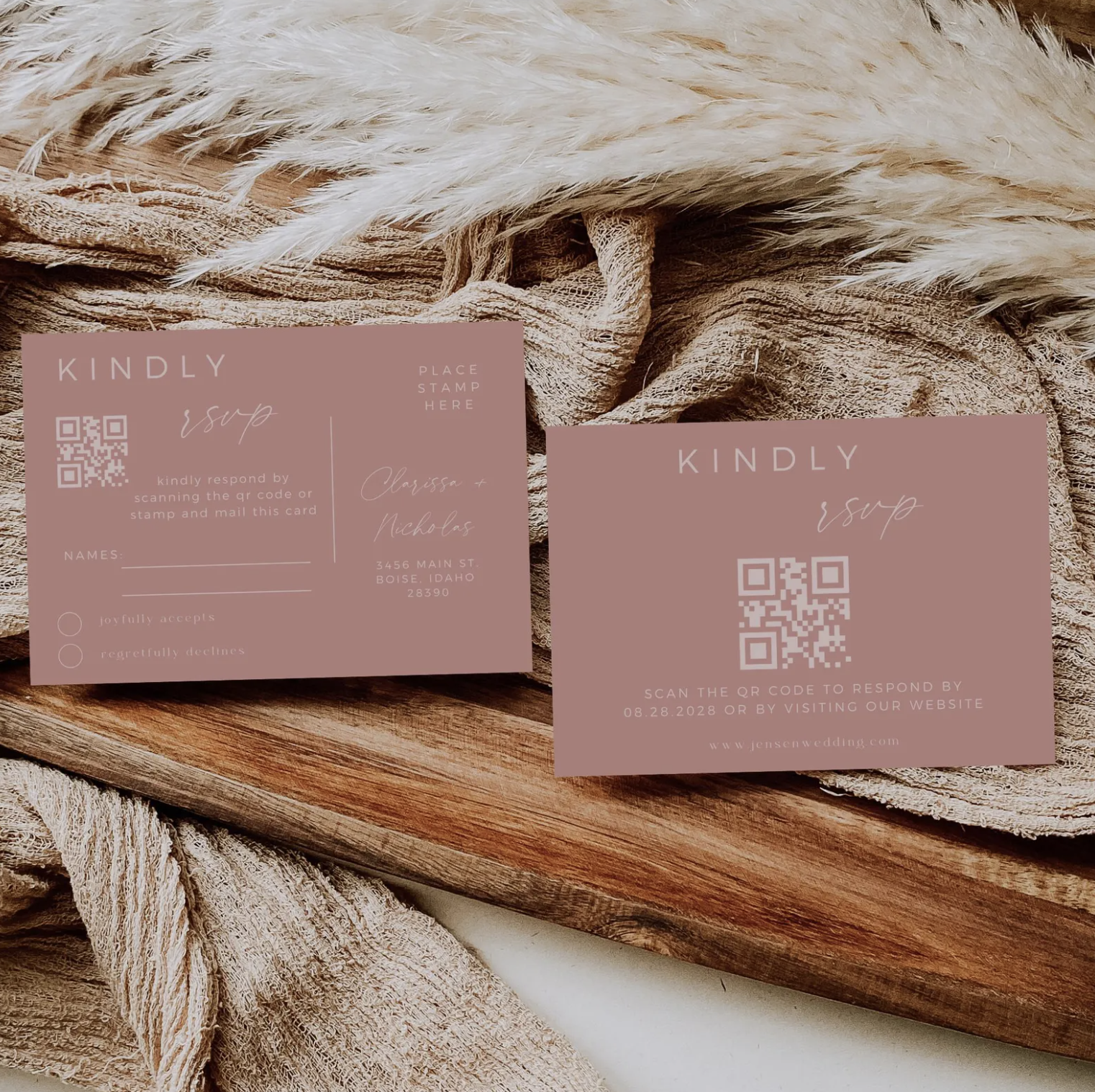 Blush Pink Wedding Invitation Suite - Editable Template | Love Lane Press