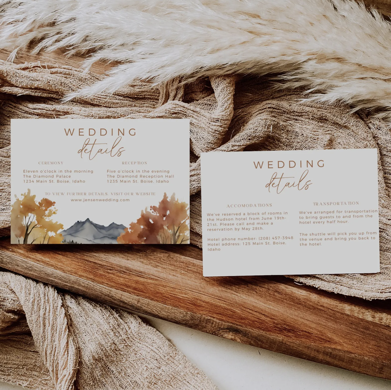 Fall Mountain Wedding Invitation Suite - Editable Template | Love Lane Press