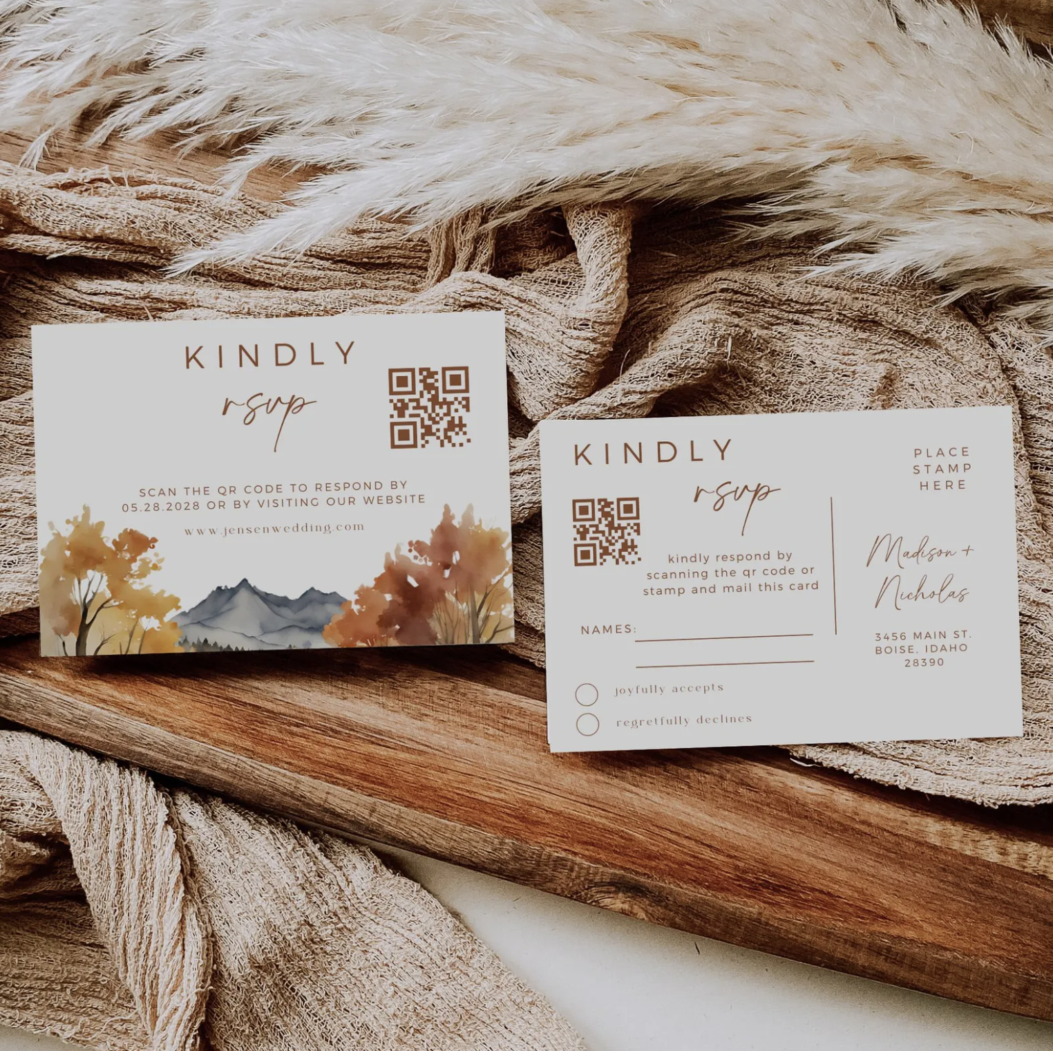 Fall Mountain Wedding Invitation Suite - Editable Template | Love Lane Press