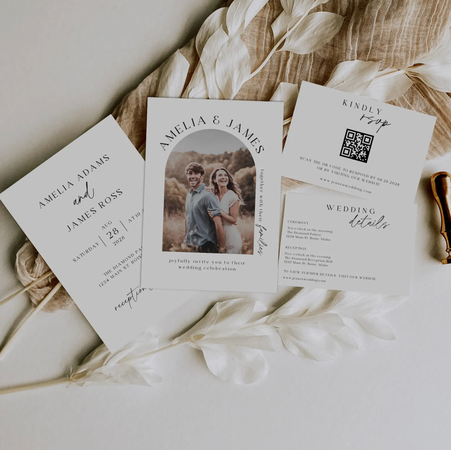 Minimalist Wedding Invitation Suite - Editable Template | Love Lane Press