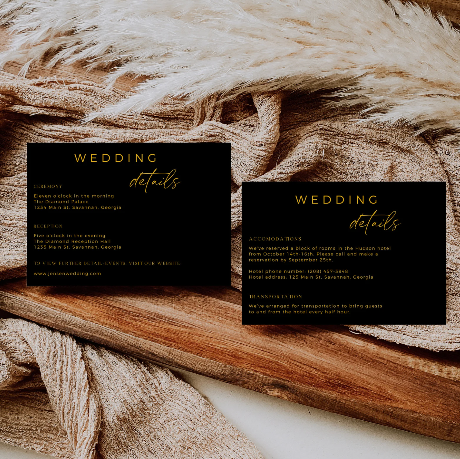 Black and Gold Wedding Invitation Suite - Editable Template | Love Lane Press