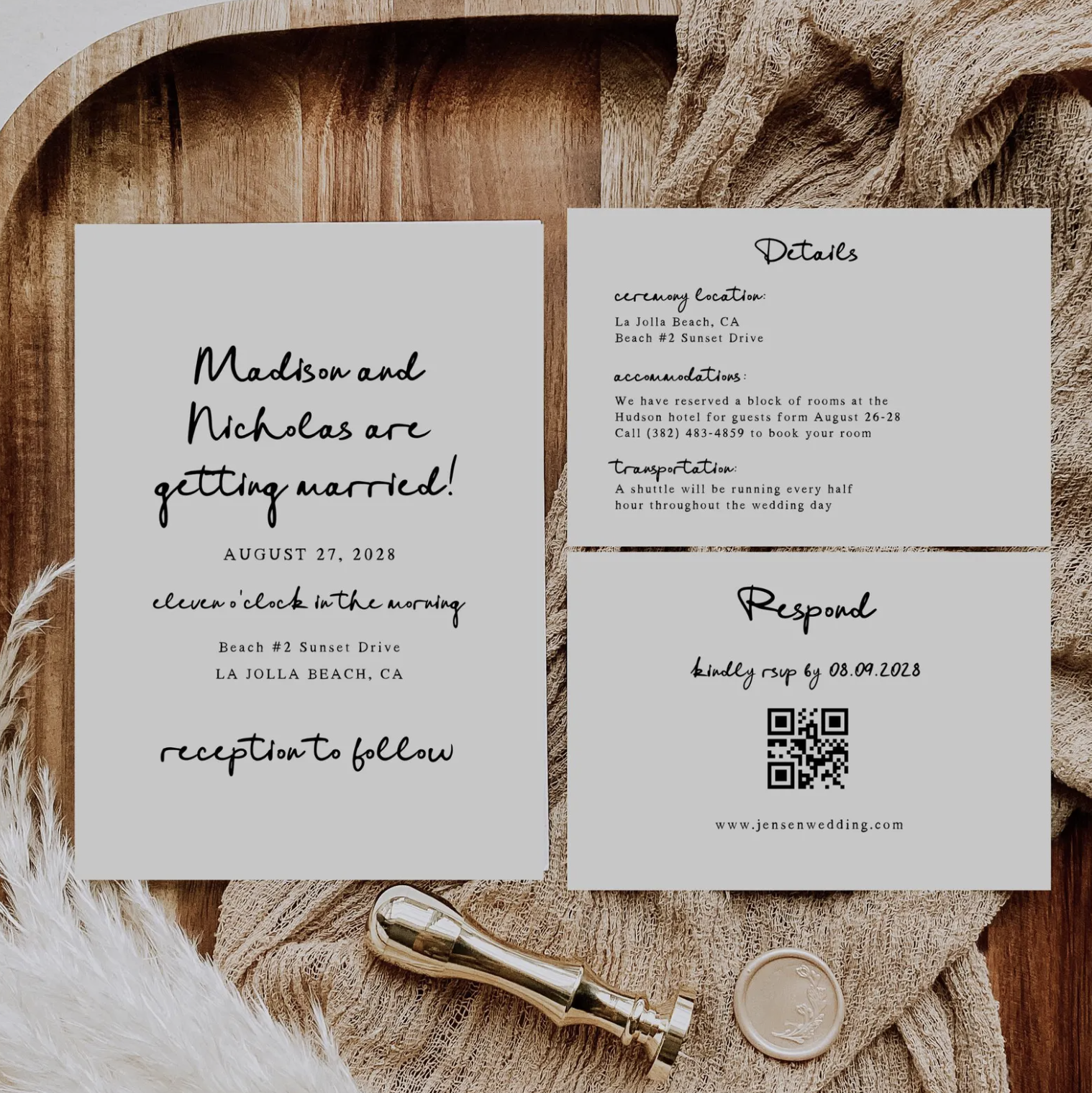 Handwritten Wedding Invitation Suite - Editable Template | Love Lane Press