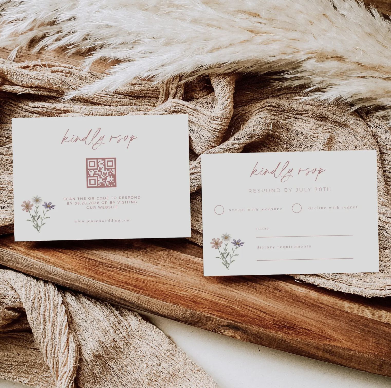 Boho Wildflower Invitation Suite - Editable Template | Love Lane Press