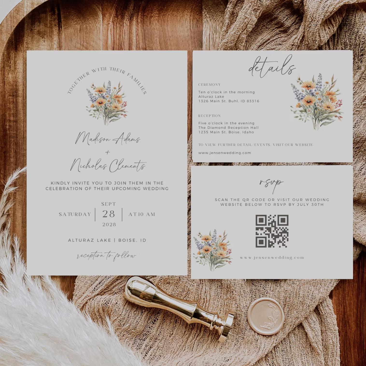 Spring Wildflower Invitation Suite - Editable Template | Love Lane Press