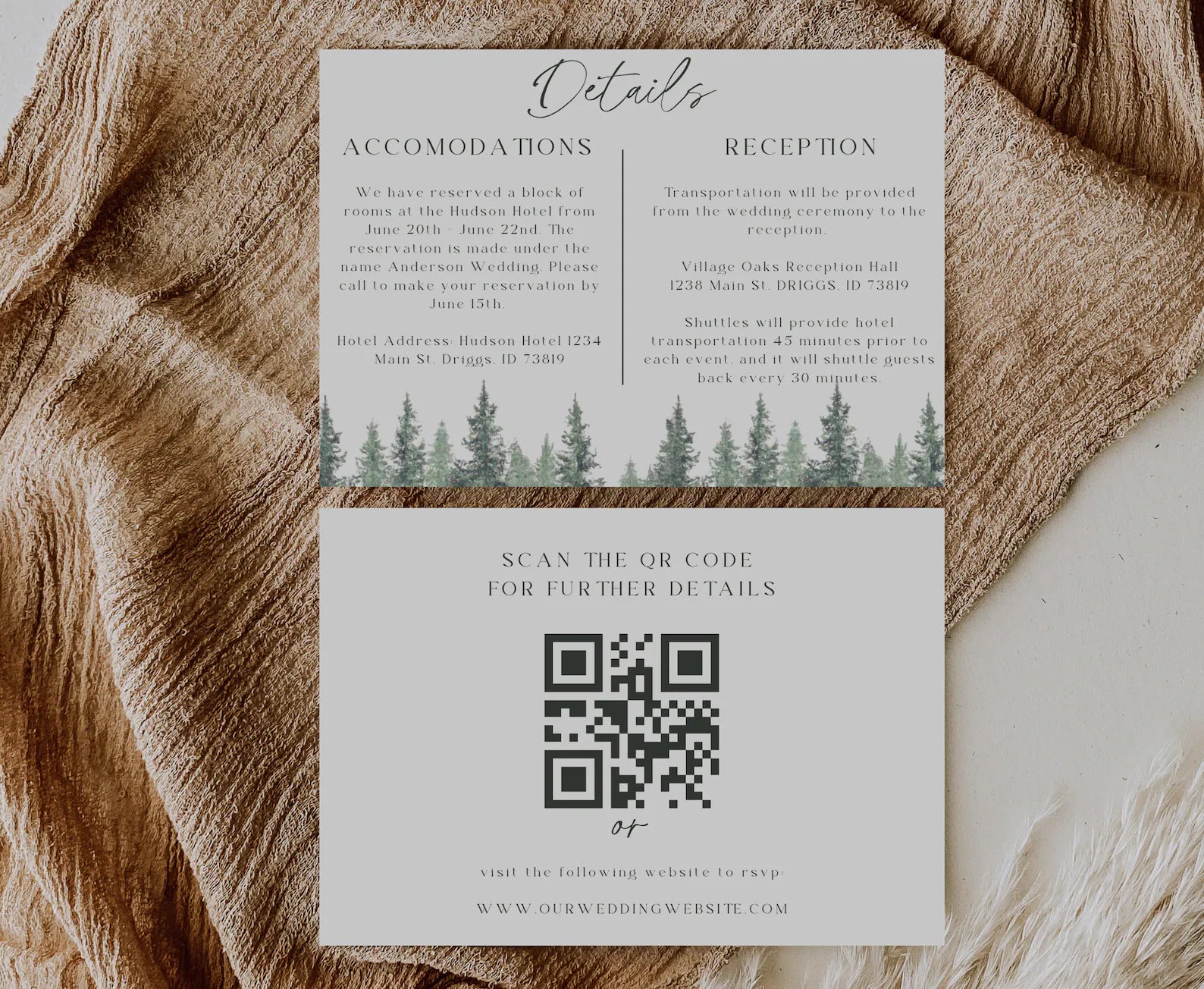 Pine Wedding Invitation Suite - Editable Template | Love Lane Press