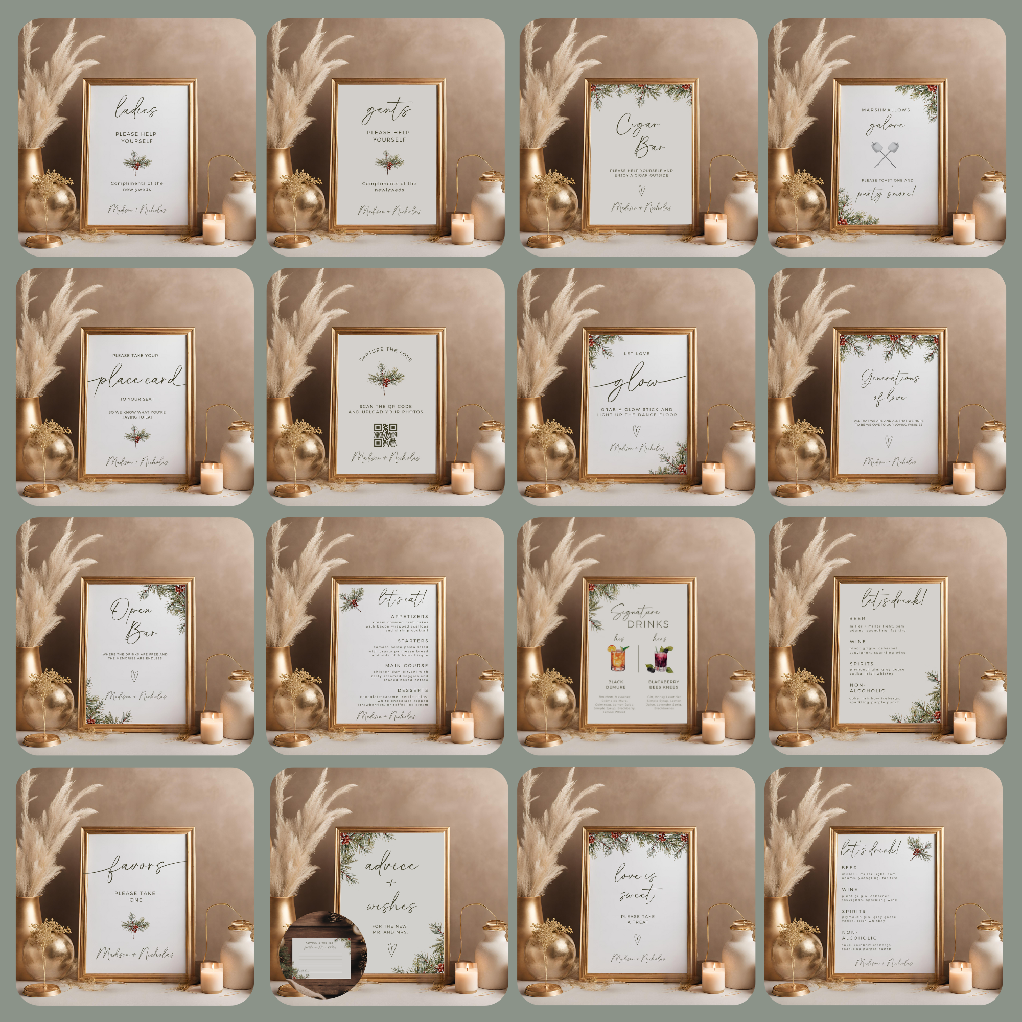 Ultimate Christmas Wedding Collection Bundle - Editable Template