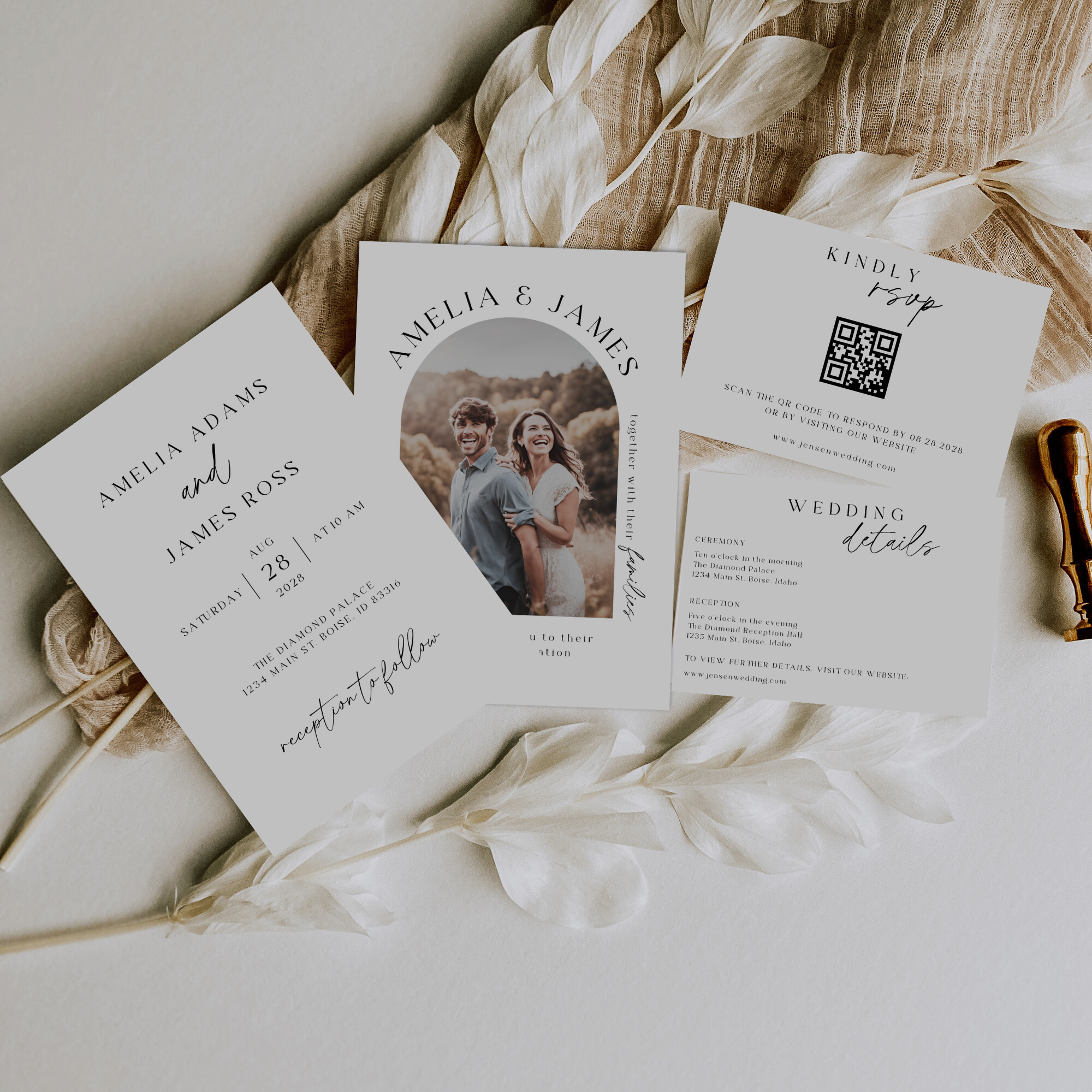 Minimalist Wedding Invitation Suite - Editable Template | Love Lane Press