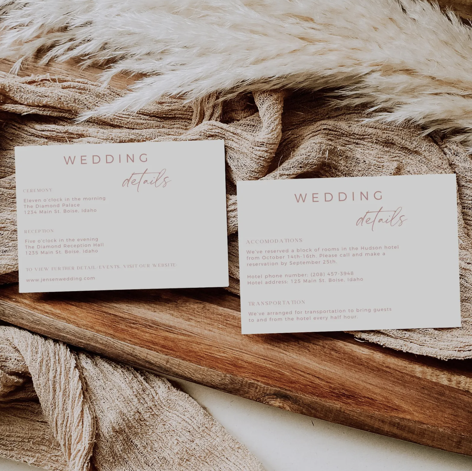 Blush Pink Wedding Invitation Suite - Editable Template | Love Lane Press