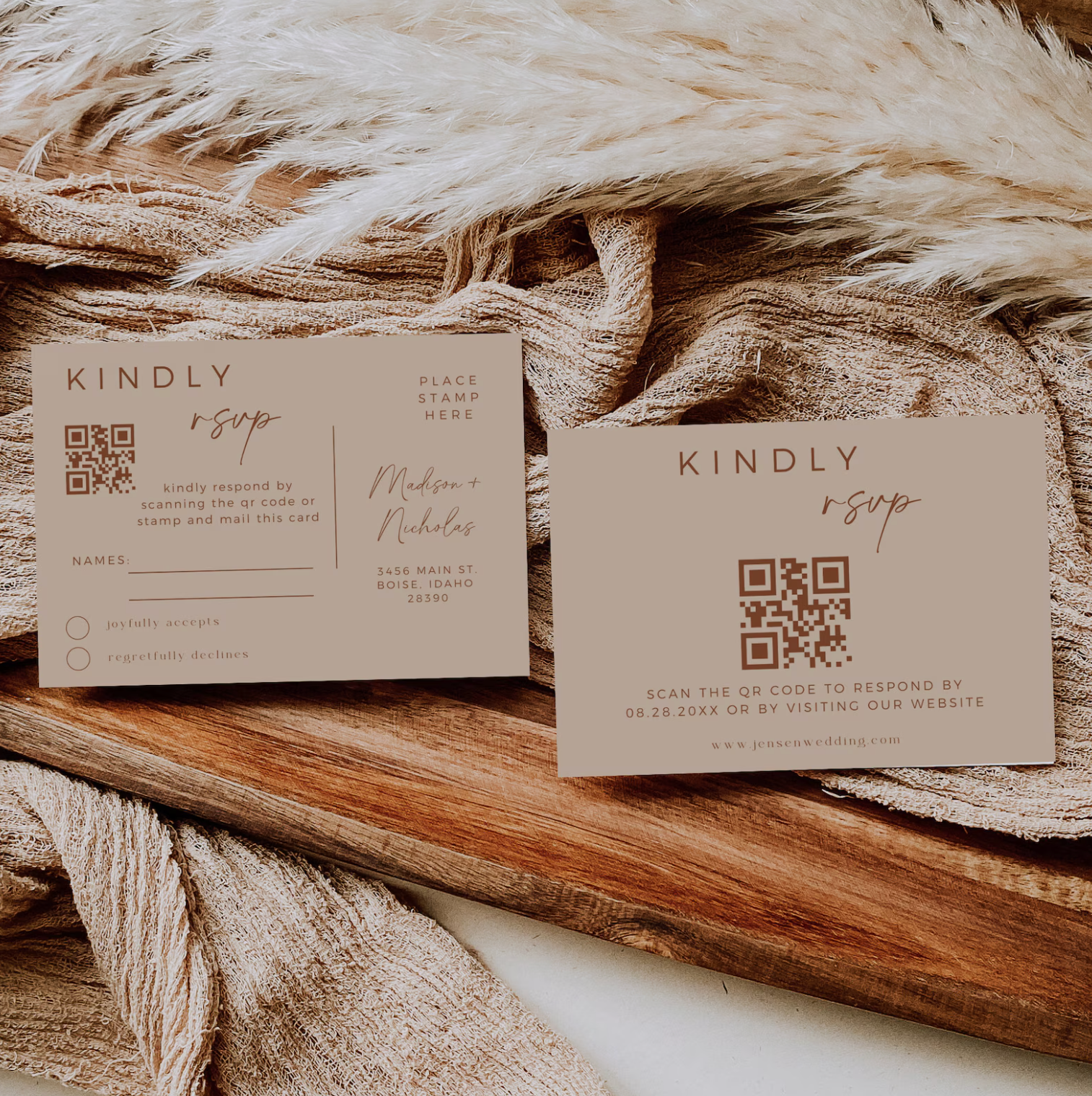 Fall Terracotta Wedding Invitation Suite - Editable Template | Love Lane Press