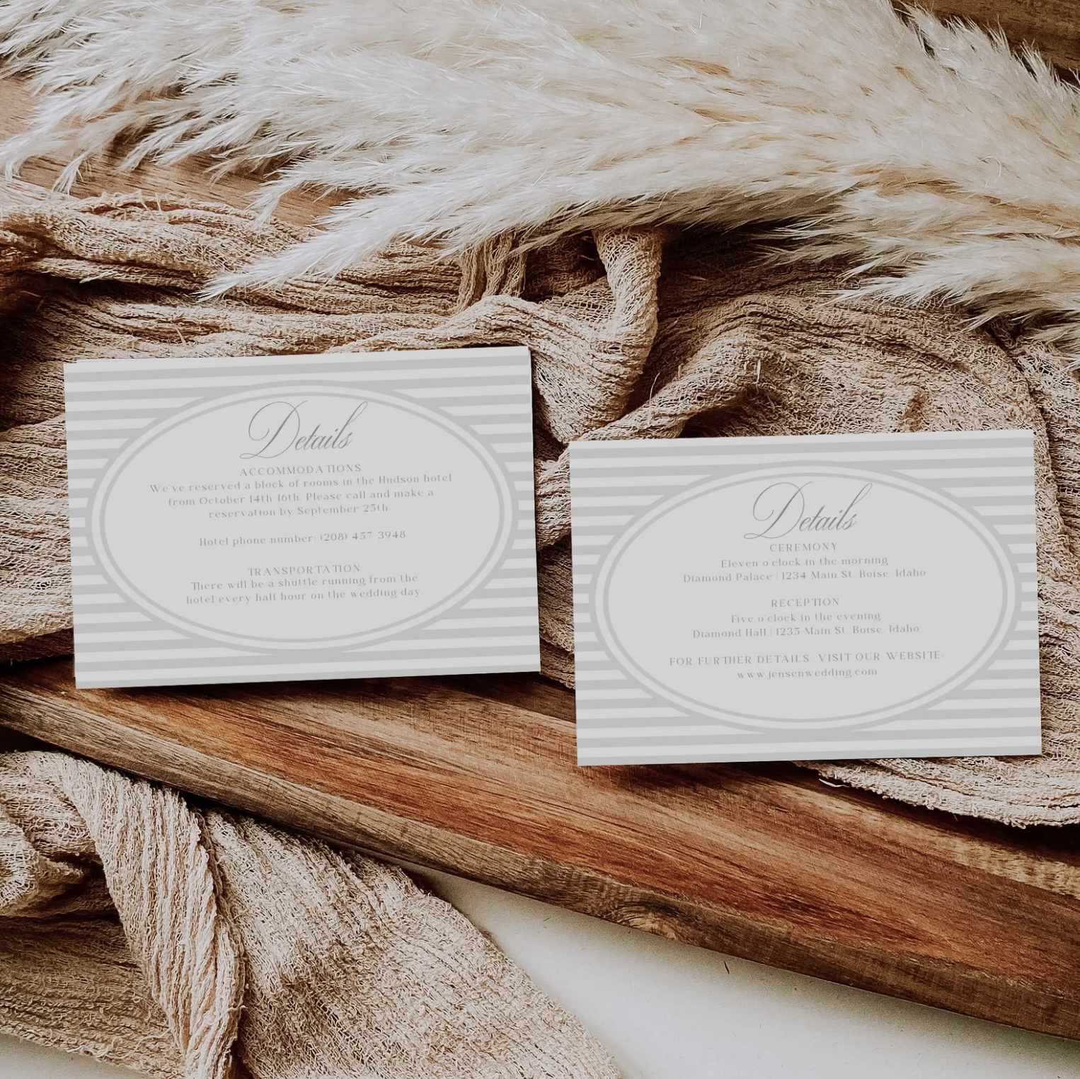 Striped Elegant Wedding Invitation Suite - Editable Template | Love Lane Press