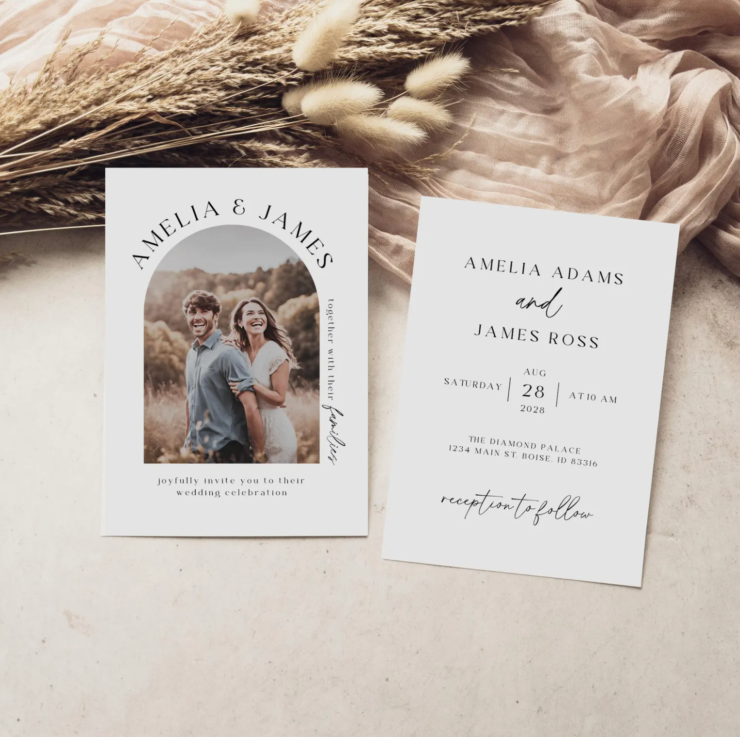 Minimalist Wedding Invitation Suite - Editable Template | Love Lane Press