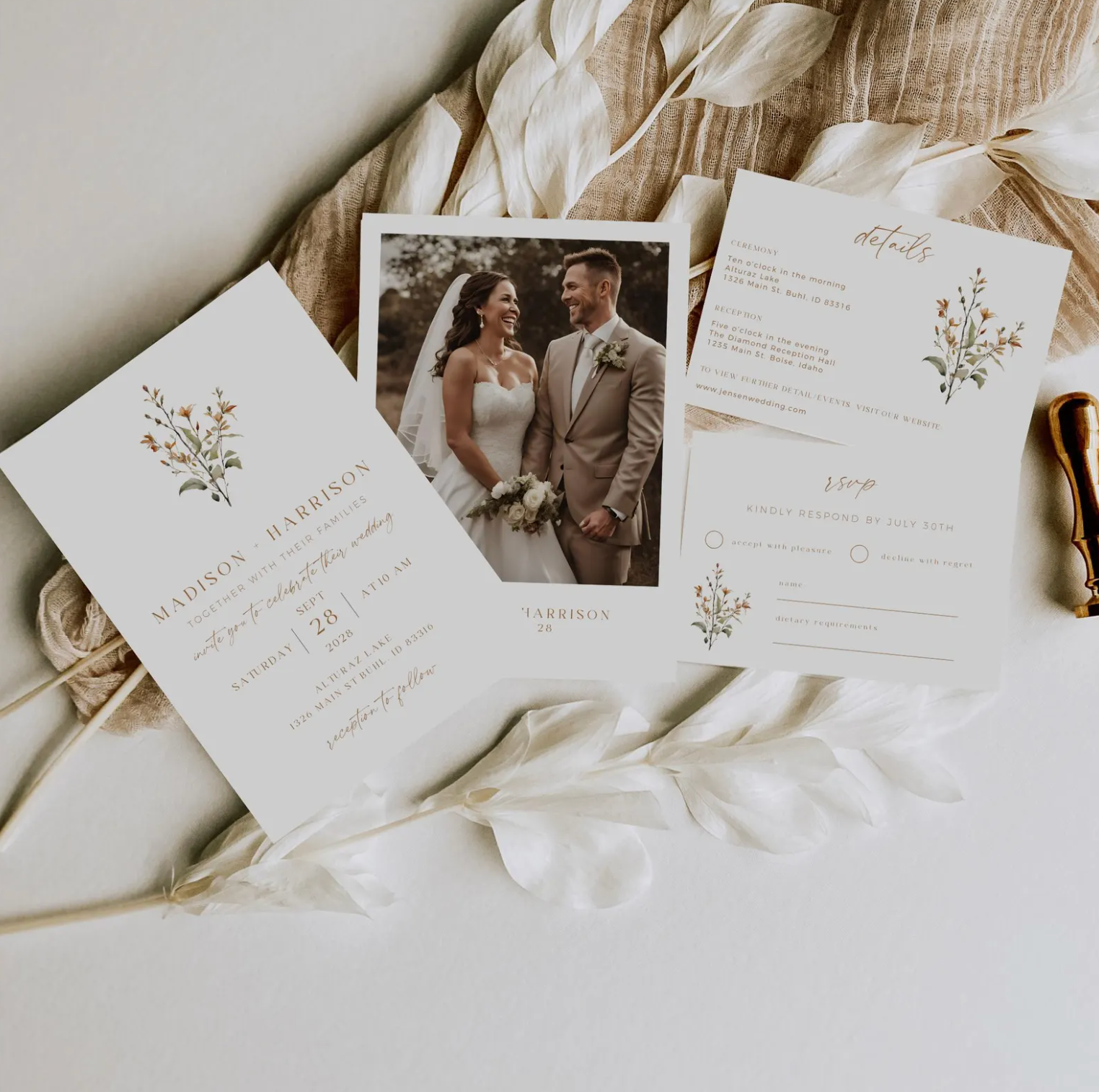 Spring Wildflower Wedding Invitation Suite - Editable Template | Love Lane Press