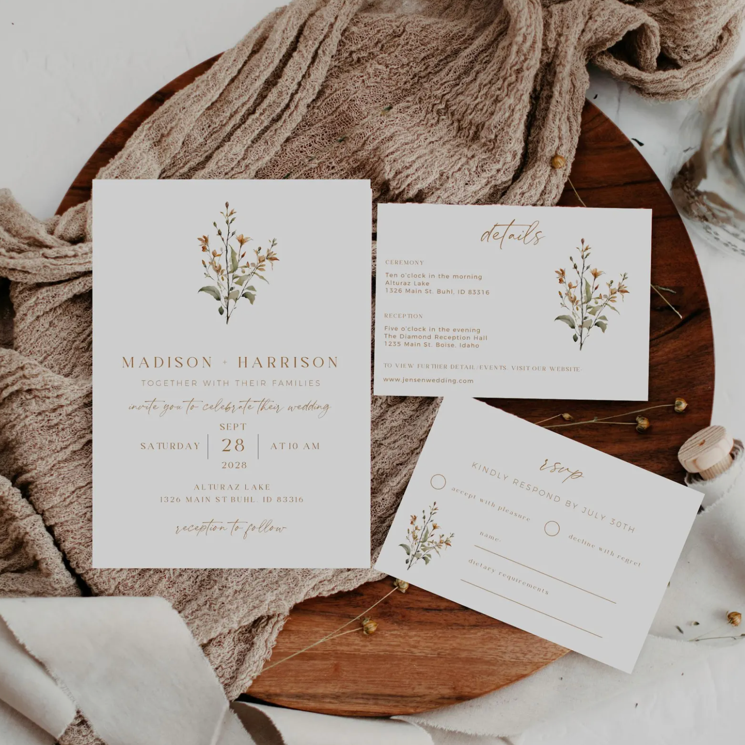 Spring Wildflower Wedding Invitation Suite - Editable Template | Love Lane Press