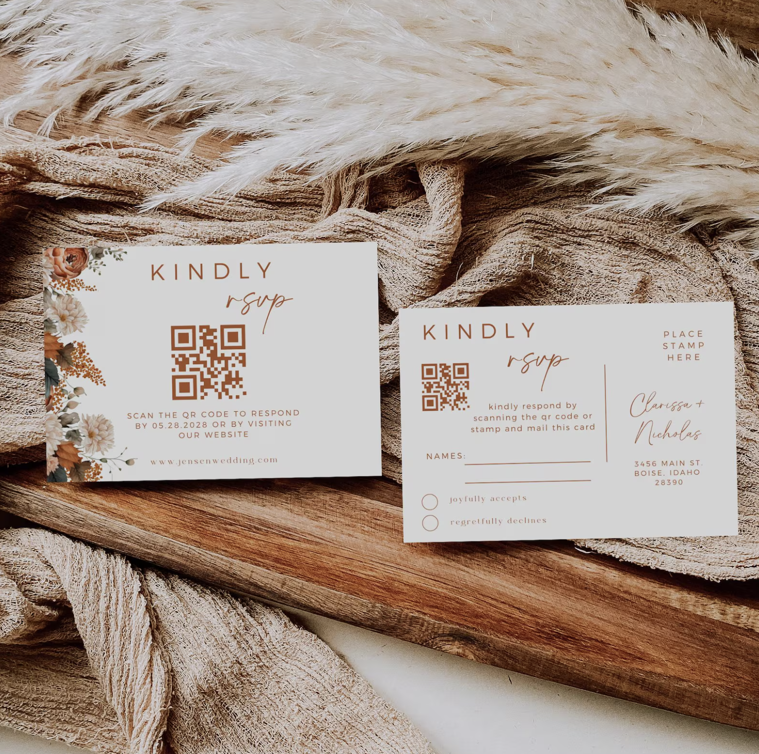 Rustic Fall Wedding Invitation Suite - Editable Template | Love Lane Press