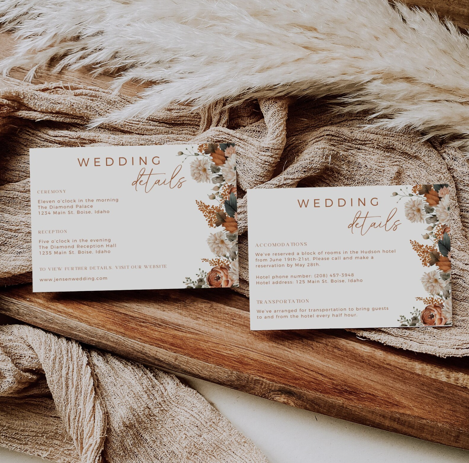 Rustic Fall Wedding Invitation Suite - Editable Template | Love Lane Press