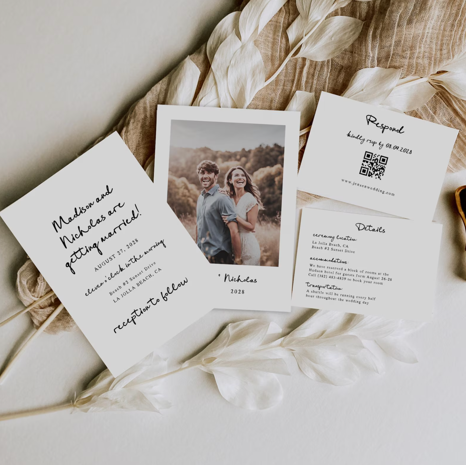 Handwritten Wedding Invitation Suite - Editable Template | Love Lane Press