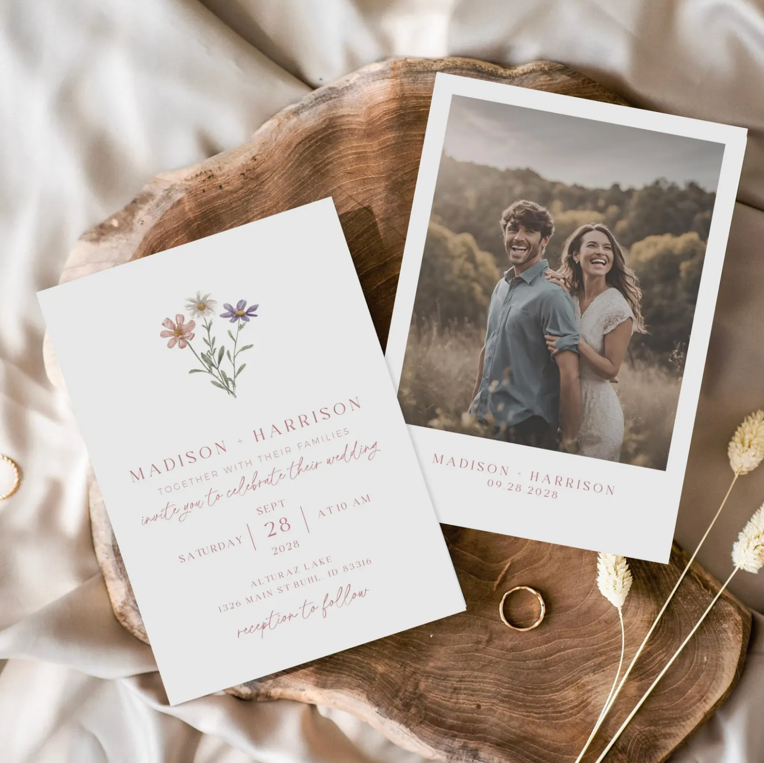 Boho Wildflower Invitation Suite - Editable Template | Love Lane Press