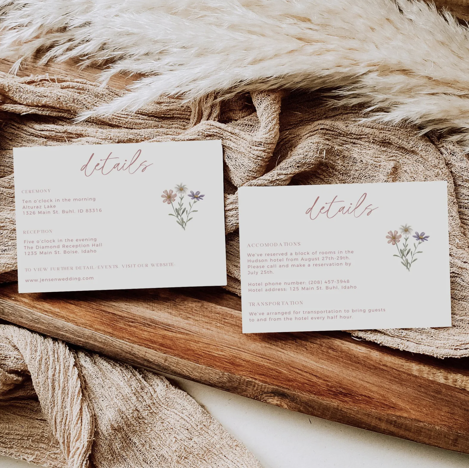 Boho Wildflower Invitation Suite - Editable Template | Love Lane Press