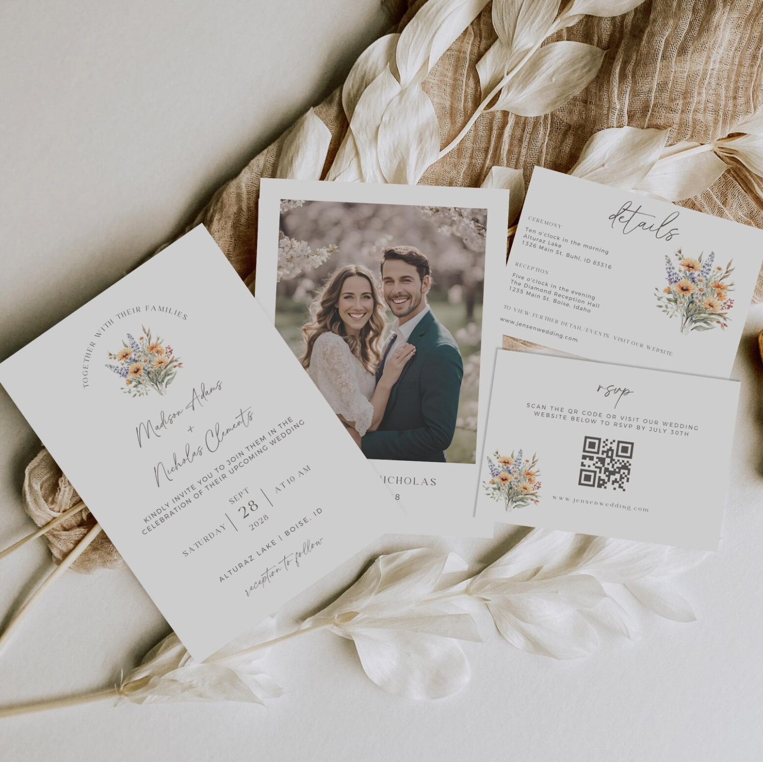 Spring Wildflower Invitation Suite - Editable Template | Love Lane Press