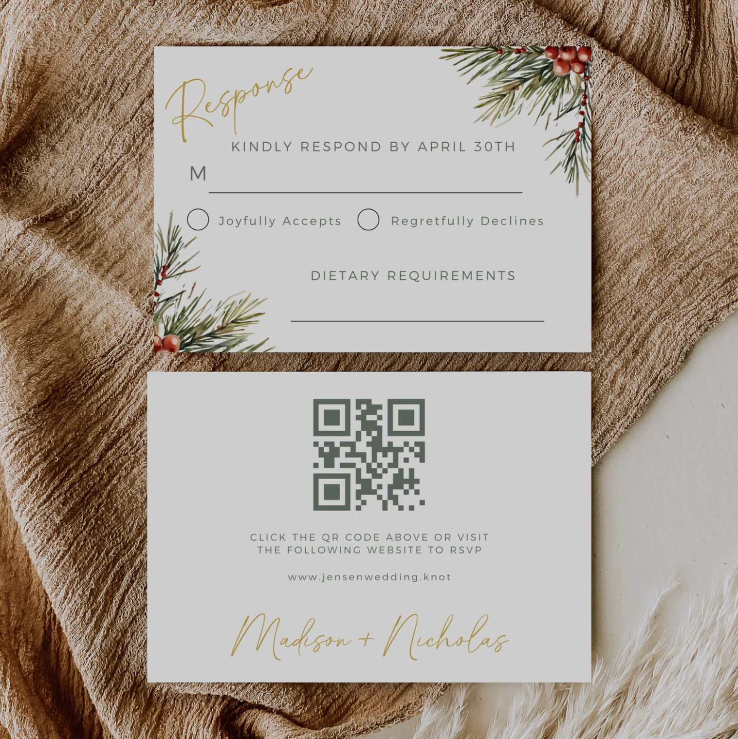 Christmas Wedding Invitation Suite - Editable Template | Love Lane Press